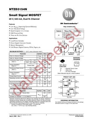 NTZD3154NT1G datasheet  